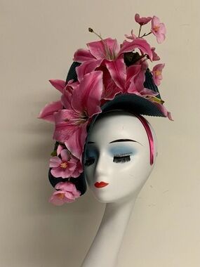 Kentucky Derby Oaks Pink Floral Statement Fascinator